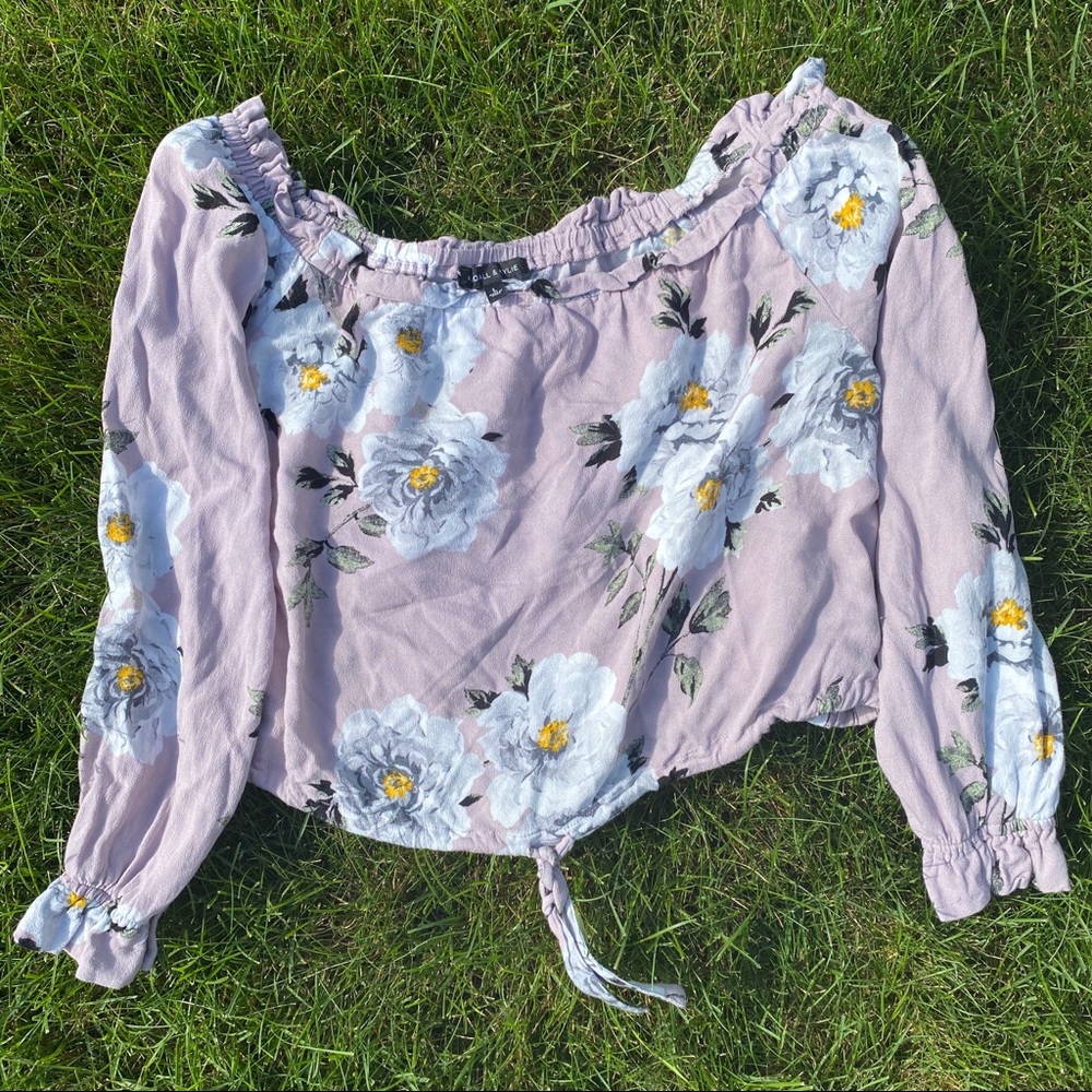 Kendall & Kylie Floral Off the Shoulder Tie Front
